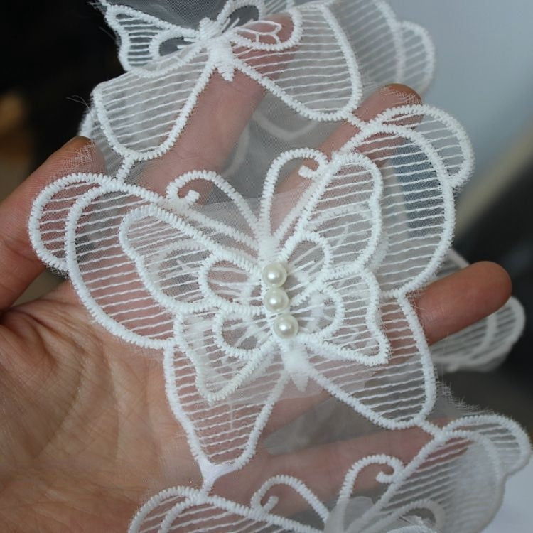 3D Beading Butterfly Lace Trims BT0039-Lace Fabric Shop