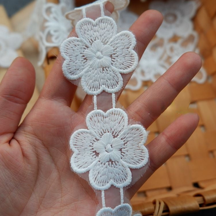 Embroidery Tulle Floral Trim Fabrics TF0054-Lace Fabric Shop