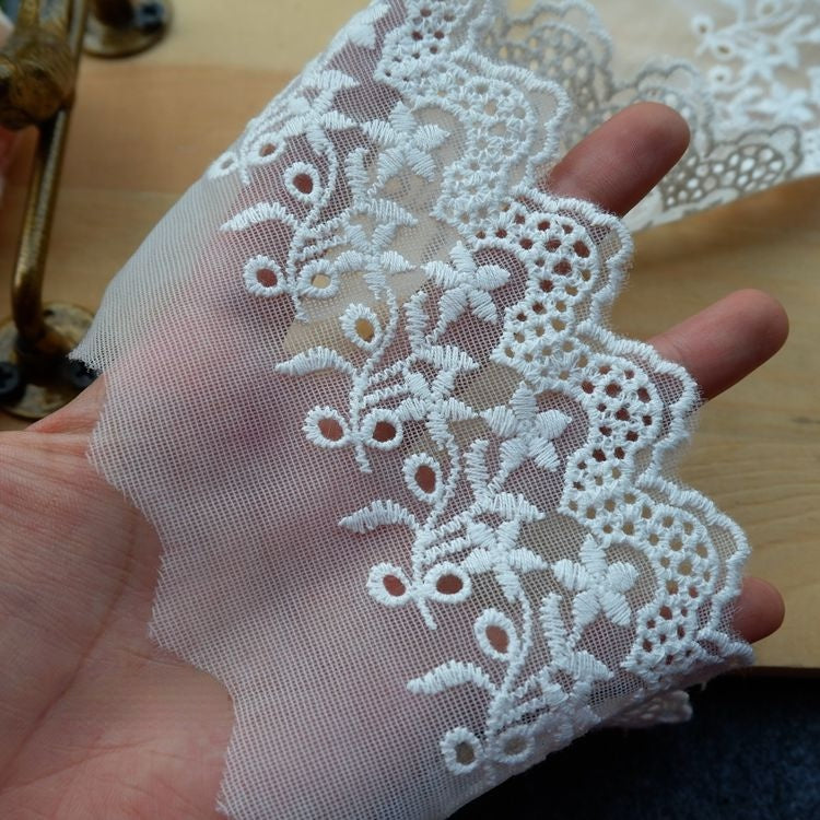 Cuff Lace Tulle Fabric Trim Width 7-9 cm TF0081-Lace Fabric Shop