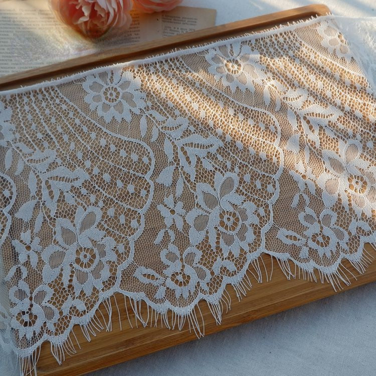 White Black Lace Trim Width 16-20 cm LT0213-Lace Fabric Shop