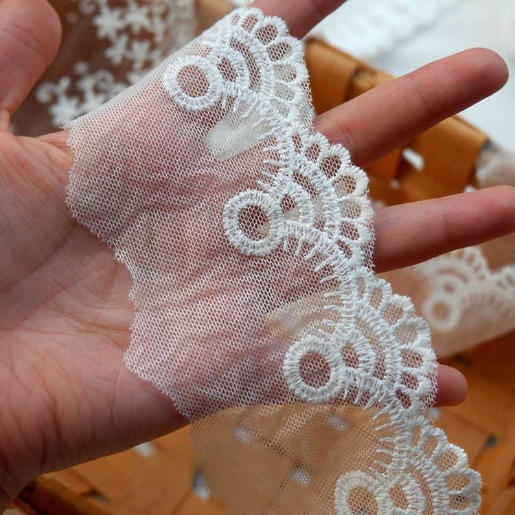 Hem Sew Fabric Tulle Trim Width 4-7 cm TF0078-Lace Fabric Shop