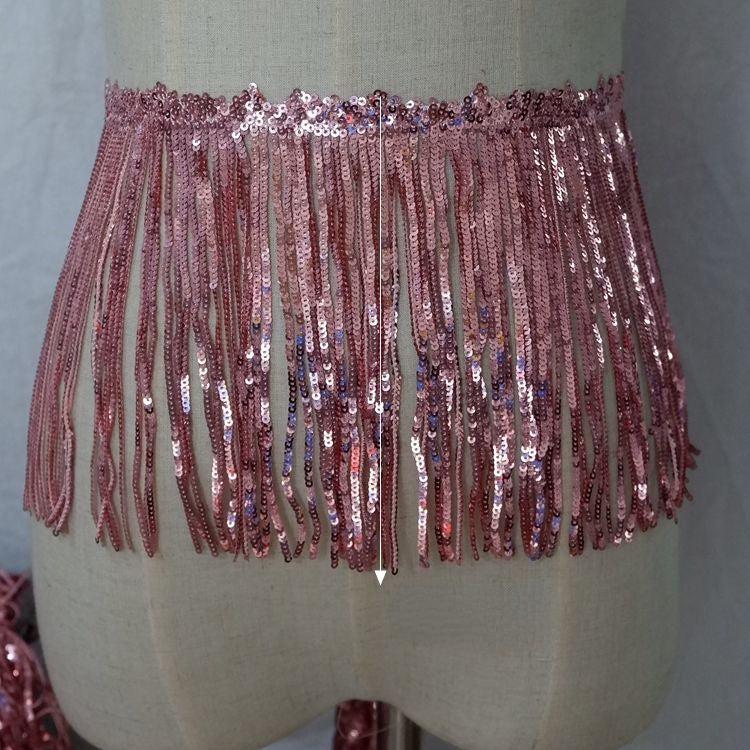 Costumes Tassel Sequins Lace Trimming BT0066-Lace Fabric Shop