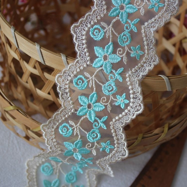 Embroidery Tulle Width 6 cm TF0028-Lace Fabric Shop