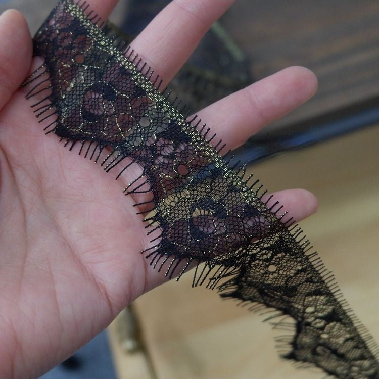 Golden Chantilly Color Lace Width 8 cm CL0007-Lace Fabric Shop