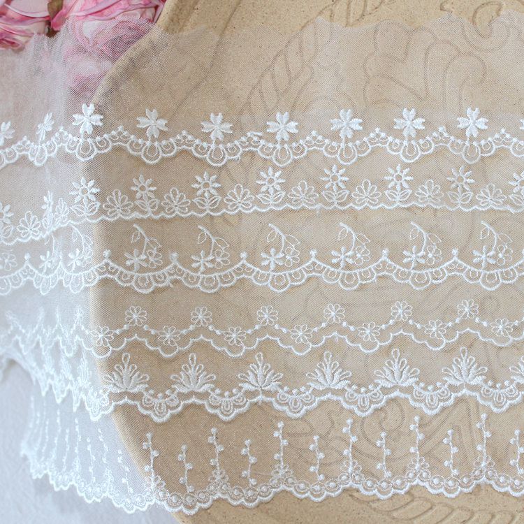 Embroidery Floral Tulle Trim Width 5 cm TF0107-Lace Fabric Shop