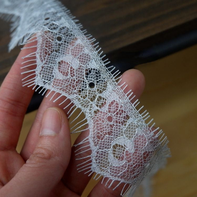 Golden Chantilly Color Lace Width 8 cm CL0007-Lace Fabric Shop