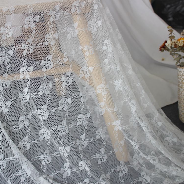 Bow Tie Stretch Tulle Elastic Lace Width 150cm TF0106-Lace Fabric Shop