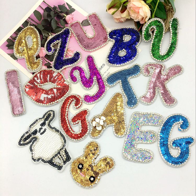 Sequins Letters Cloth Sticker Accessories BA0049-Lace Fabric Shop
