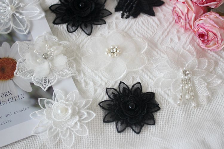 Embroidery Beaded Trim Single Floral BT0036-Lace Fabric Shop