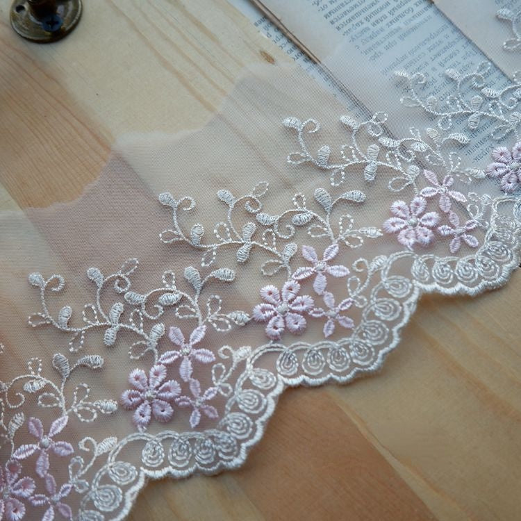 Embroidery Tulle Width 9-11 cm TF0027-Lace Fabric Shop