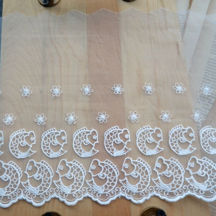 Embroidery Fish Apple Tulle Width 9-21 cm TF0062-Lace Fabric Shop