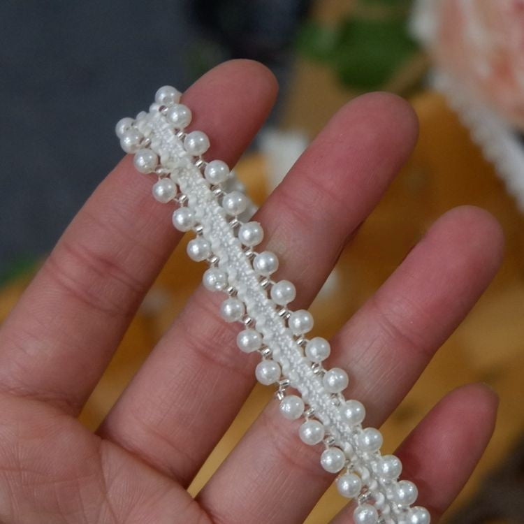 Pearl Beaded Lace Trimming BT0008-Lace Fabric Shop