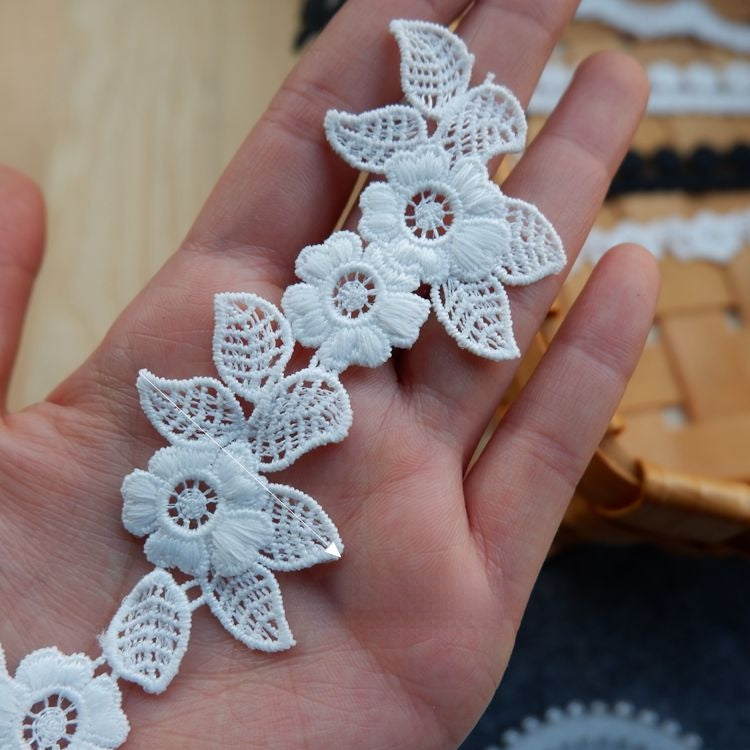 Dress Floral Trimming White Black Lace LT0230-Lace Fabric Shop