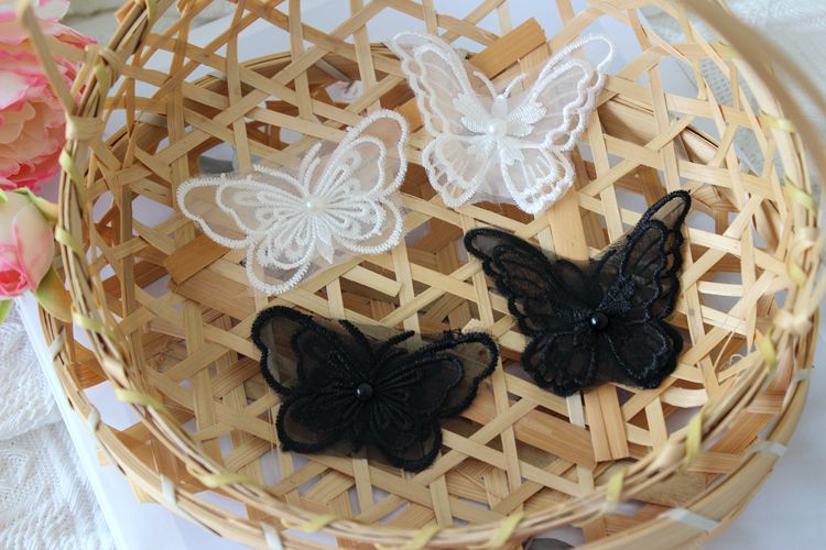 3D Beaded Lace Trim Single Butterfly BT0012-Lace Fabric Shop
