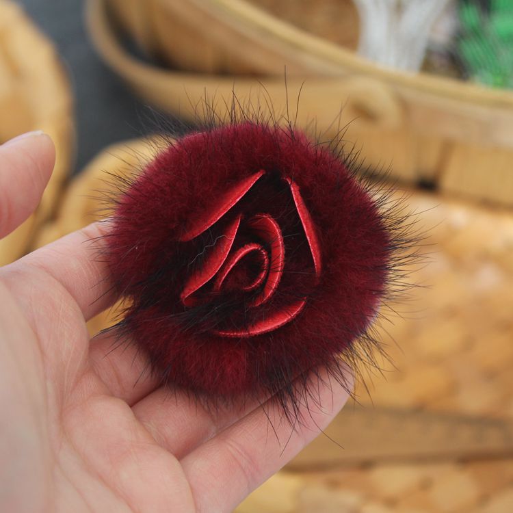 Colorful Fur Floral Brooch Decoration BA0107-Lace Fabric Shop