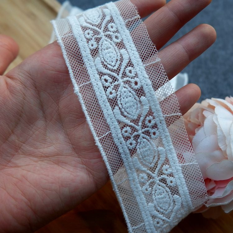 Embroidery Tulle Dress Trim Width 4-6 cm TF0067-Lace Fabric Shop