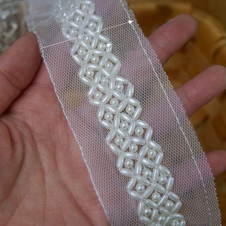 Tulle Beaded Lace Trims Fabric BT0047-Lace Fabric Shop