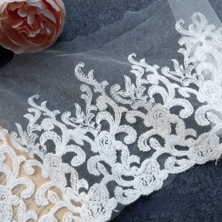 Embroidery Tulle Width 13-20 cm TF0005-Lace Fabric Shop