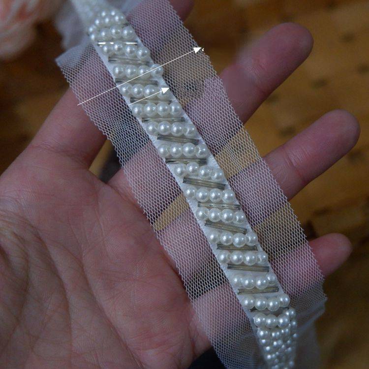 Ribbon Beaded Lace Trims Fabric BT0023-Lace Fabric Shop