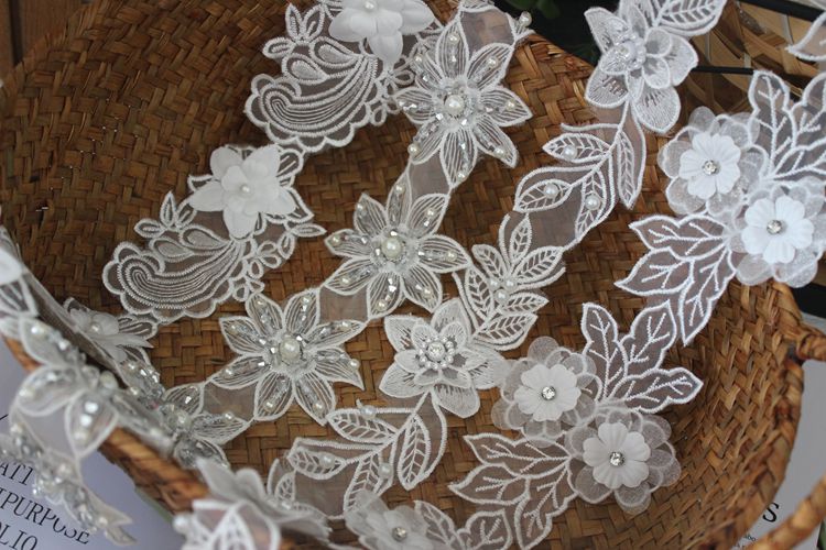 Beads Floral Lace Trimming Fabric BT0040-Lace Fabric Shop