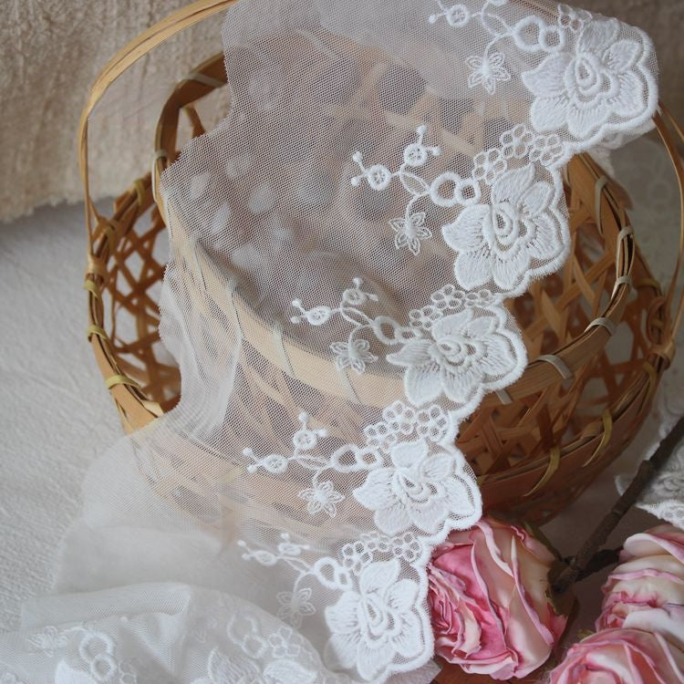 Embroidery Tulle Lace Trim Width 12 cm TF0112-Lace Fabric Shop