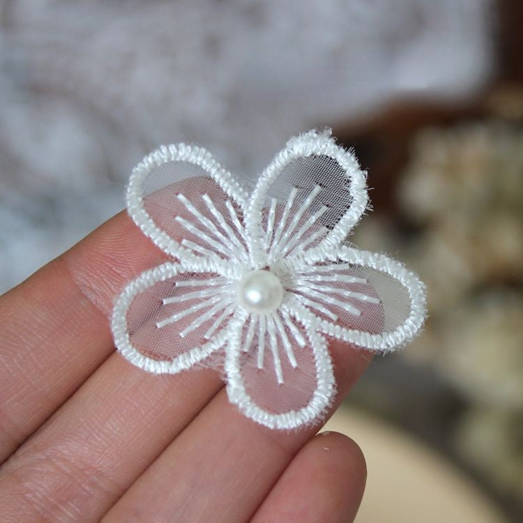 Lace Bead Trimming Single Floral BT0030-Lace Fabric Shop