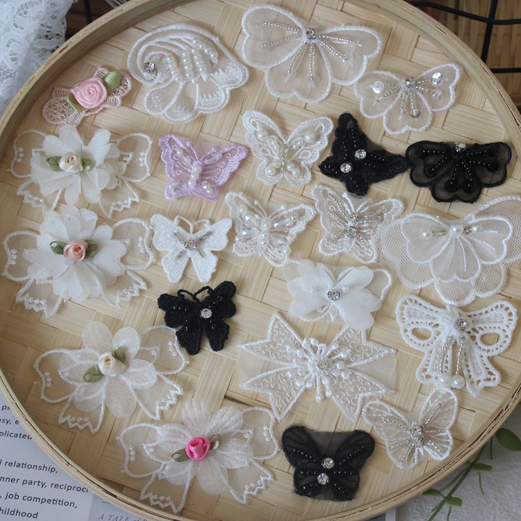 3D Lace Beaded Trims Single Floral BT0013-Lace Fabric Shop