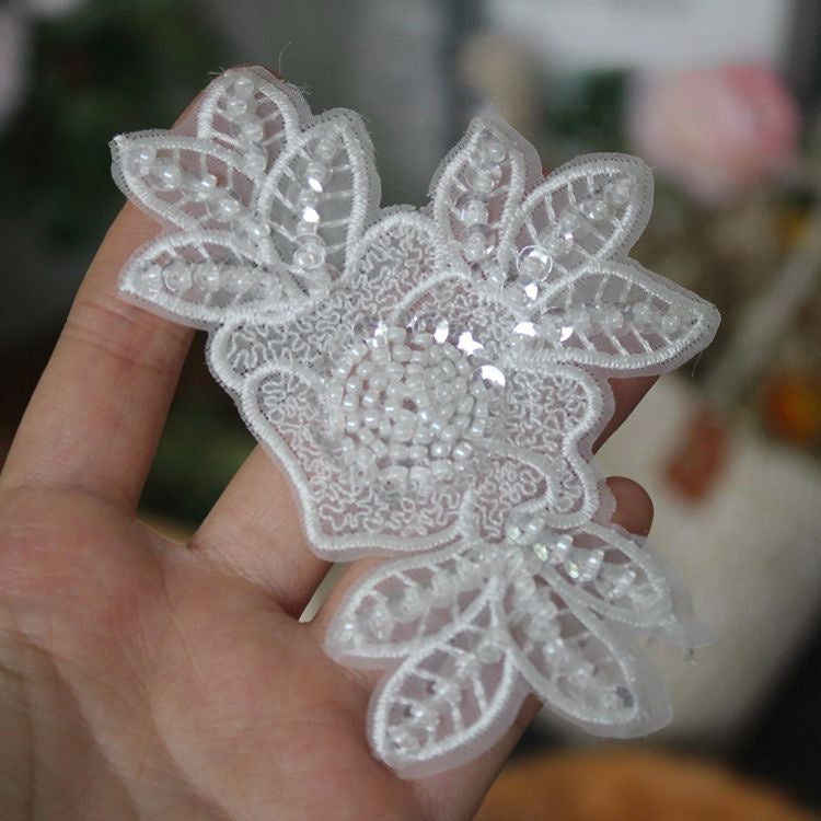 Beads Lace Trimming Single Flower BT0011-Lace Fabric Shop