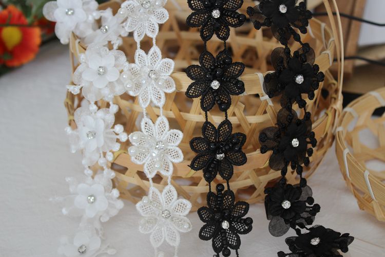 3D Beaded Bridal Decorative Lace Trim BT0004-Lace Fabric Shop