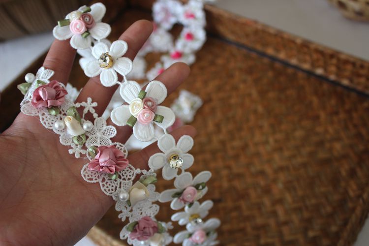 Beaded Flower Lace Trim Wedding Decoration BT0071-Lace Fabric Shop