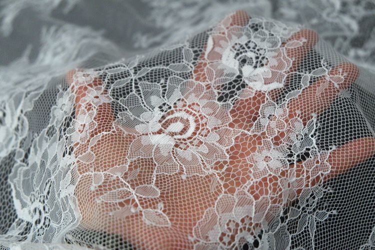 White Black Chantilly Lace Width 60 cm CHL0098-Lace Fabric Shop