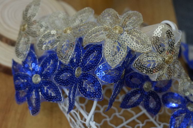 Sequins Beaded Floral Lace Trim BT0041-Lace Fabric Shop