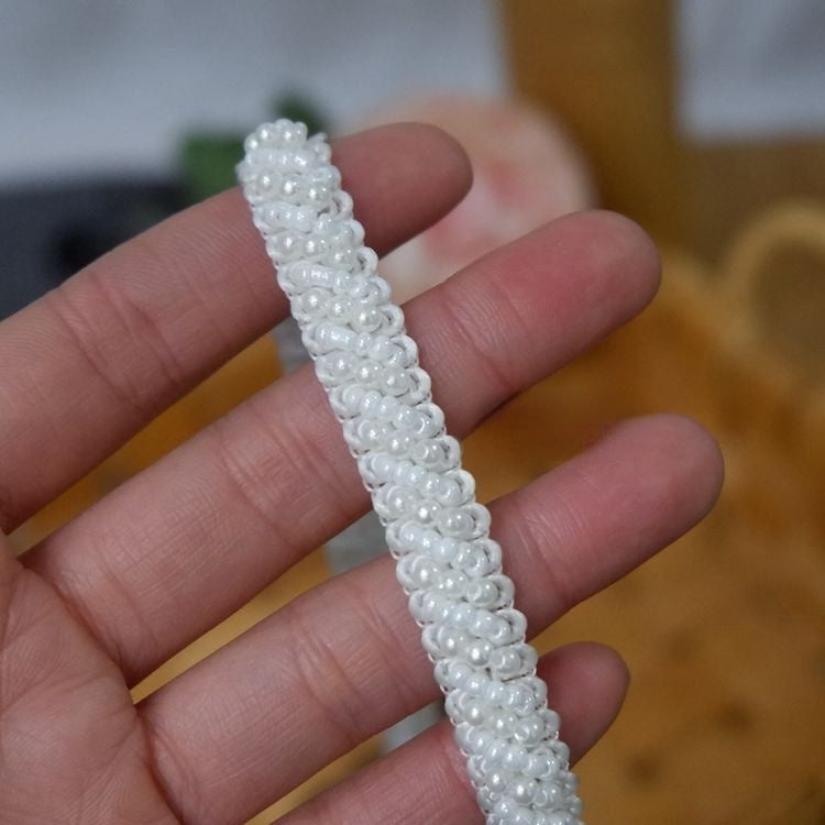 Pearl Beaded Lace Trimming BT0008-Lace Fabric Shop