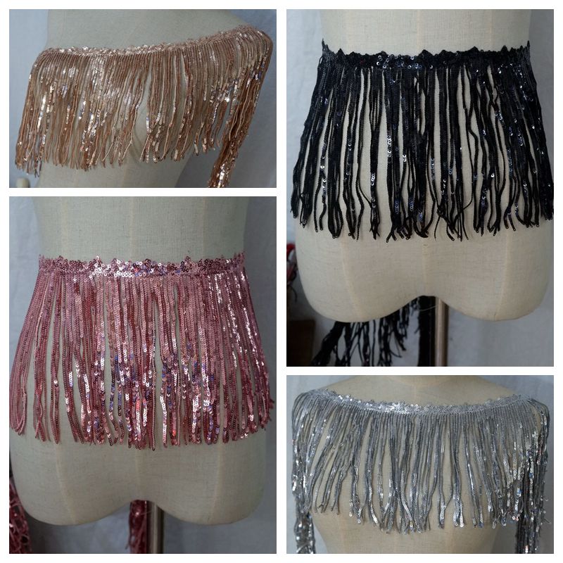 Costumes Tassel Sequins Lace Trimming BT0066-Lace Fabric Shop