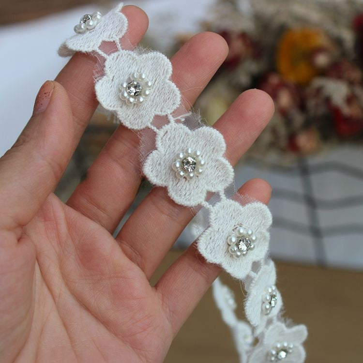 Beaded Floral Lace Trims Fabric BT0019-Lace Fabric Shop