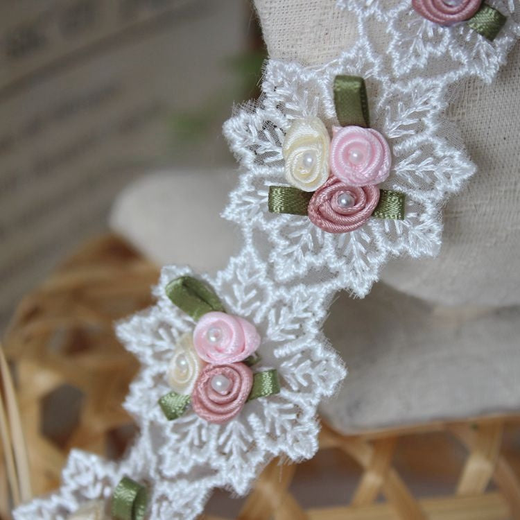 Beaded Floral Lace Trim Dress Decoration BT0068-Lace Fabric Shop