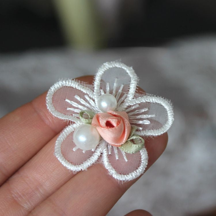 Lace Bead Trimming Single Floral BT0030-Lace Fabric Shop