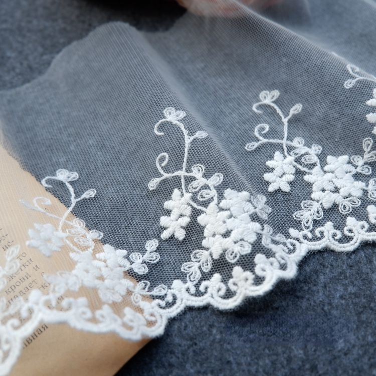 Embroidery Tulle Width 13-20 cm TF0005-Lace Fabric Shop