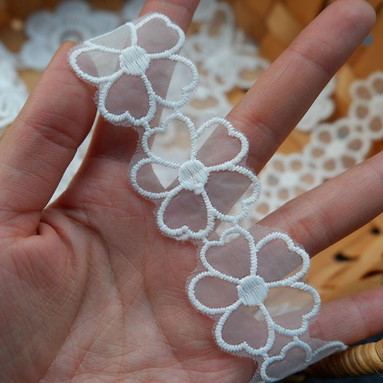 Embroidery Tulle Floral Trim Fabrics TF0054-Lace Fabric Shop