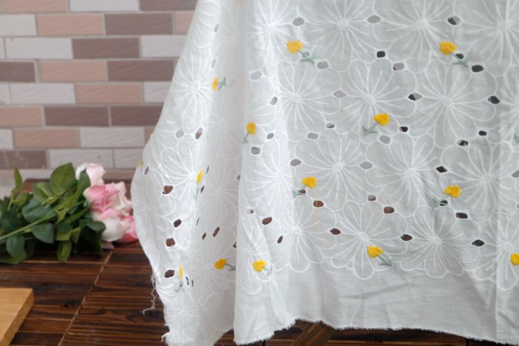 Wide Embroidery Eyelet Fabric Width 145 cm EF0077-Lace Fabric Shop