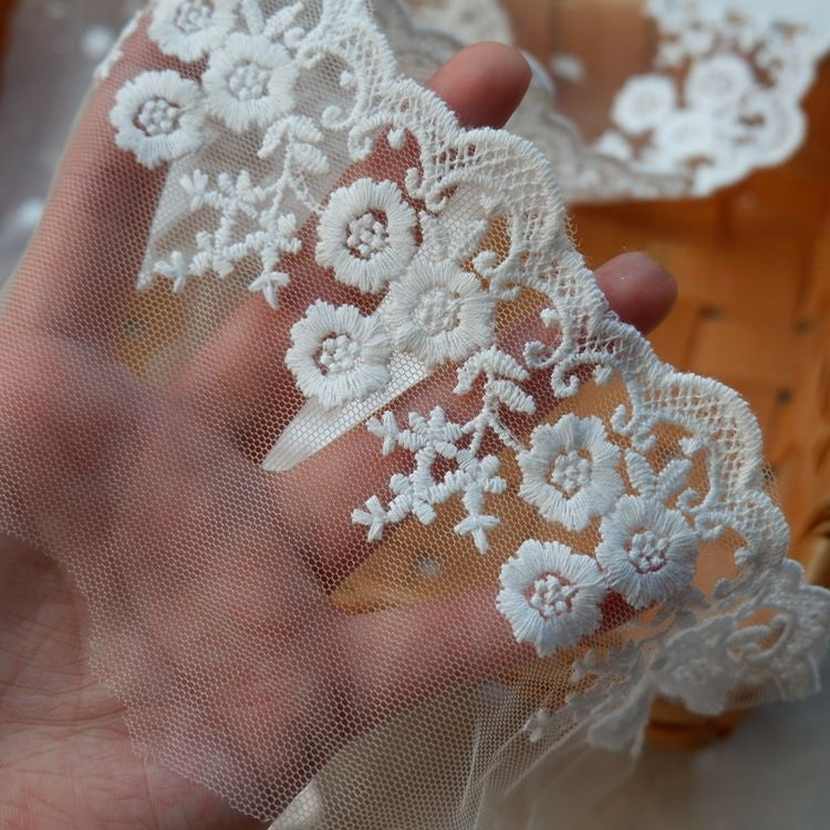 Cuff Tulle Trim Fabric Width 7-9 cm TF0079-Lace Fabric Shop