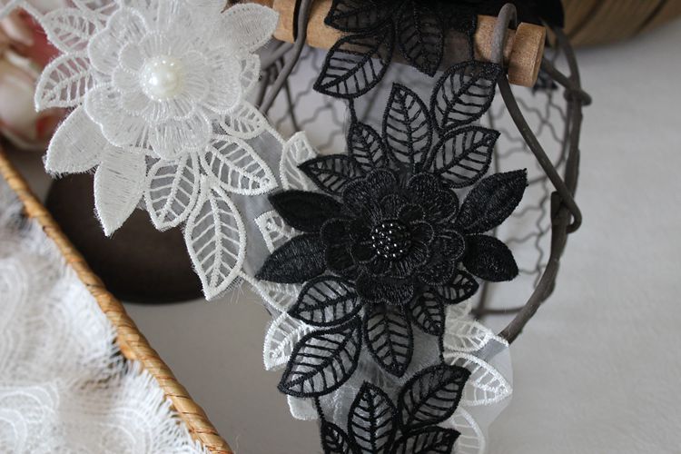 3D Embroidery Beaded Lace Trim Floral BT0112-Lace Fabric Shop