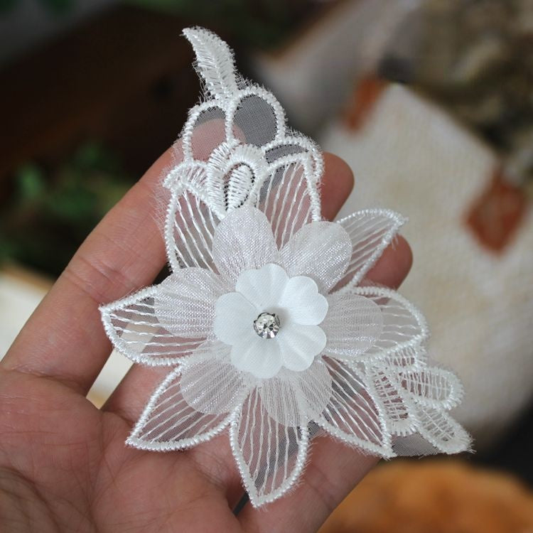 Beads Lace Trimming Single Flower BT0011-Lace Fabric Shop