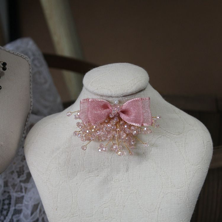 Luxury 3D Beaded Bow Tie Brooch Material BA0121-Lace Fabric Shop