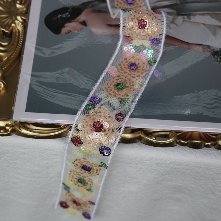 Luxury Gold Sequins Beaded Lace Trim BT0076-Lace Fabric Shop