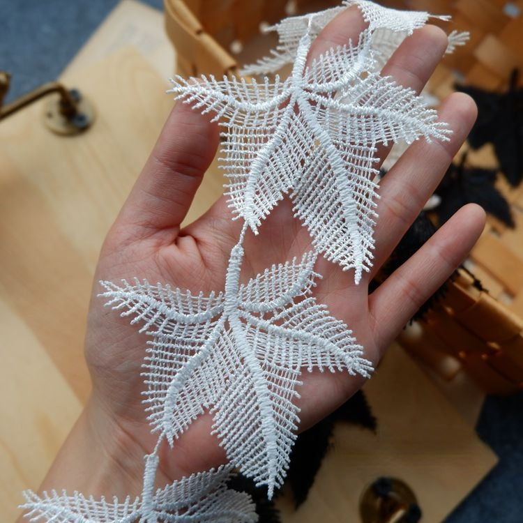 3D Leaf White Black Clothes Lace Trim LT0229-Lace Fabric Shop
