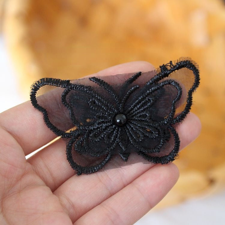 3D Beaded Lace Trim Single Butterfly BT0012-Lace Fabric Shop