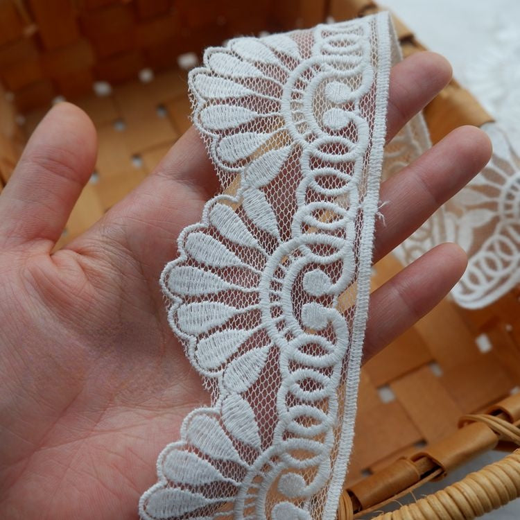 Embroidery Tulle Fabric Width 4-5 cm TF0036-Lace Fabric Shop