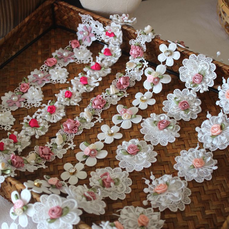 Beaded Flower Lace Trim Wedding Decoration BT0071-Lace Fabric Shop