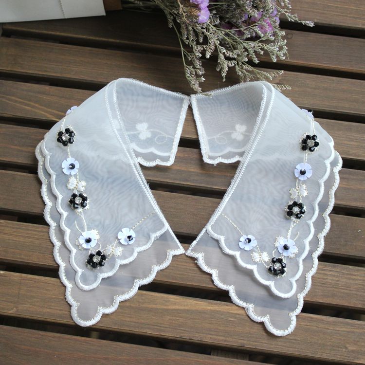 Beaded Embroidery Organza Double Layer Collar EF0074